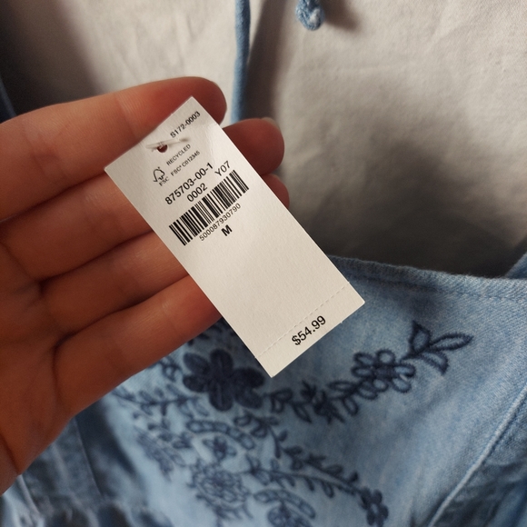 NWT Medium Wash Midi Embroidered Folk Dress - Picture 7 of 8